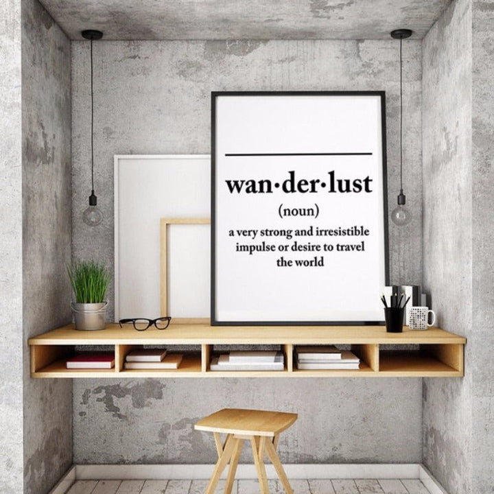 Definitie van Wanderlust - Canvas Muurkunst Schilderij