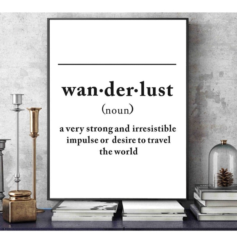 Definitie van Wanderlust - Canvas Muurkunst Schilderij