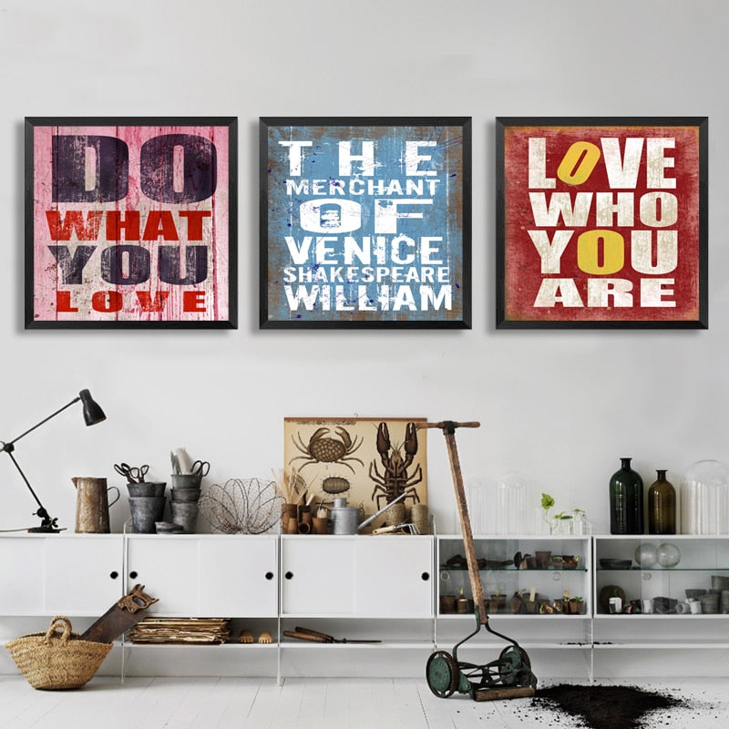 Vintage Inspirerende Citaten - Canvas Wandkunst Schilderij