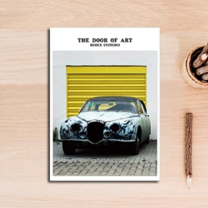 Vintage Blau Klassieke Auto's Reizen - Canvas Wandkunst Schilderij