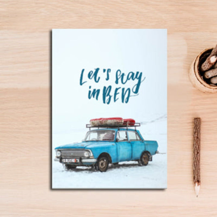 Vintage Blau Klassieke Auto's Reizen - Canvas Wandkunst Schilderij