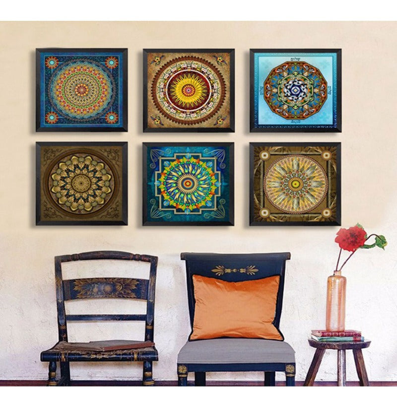 Mandala Ornament Thangka Yoga - Canvas Wandkunst Schilderij