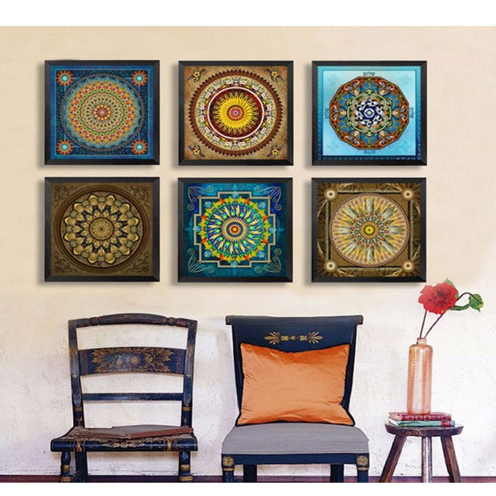 Mandala Ornament Thangka Yoga - Canvas Wandkunst Schilderij