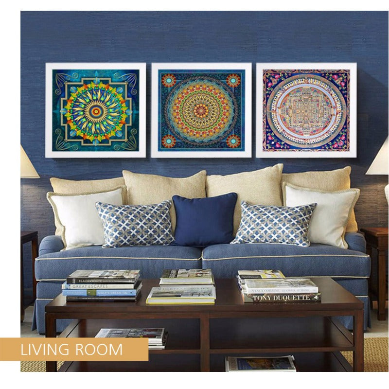 Mandala Ornament Thangka Yoga - Canvas Wandkunst Schilderij