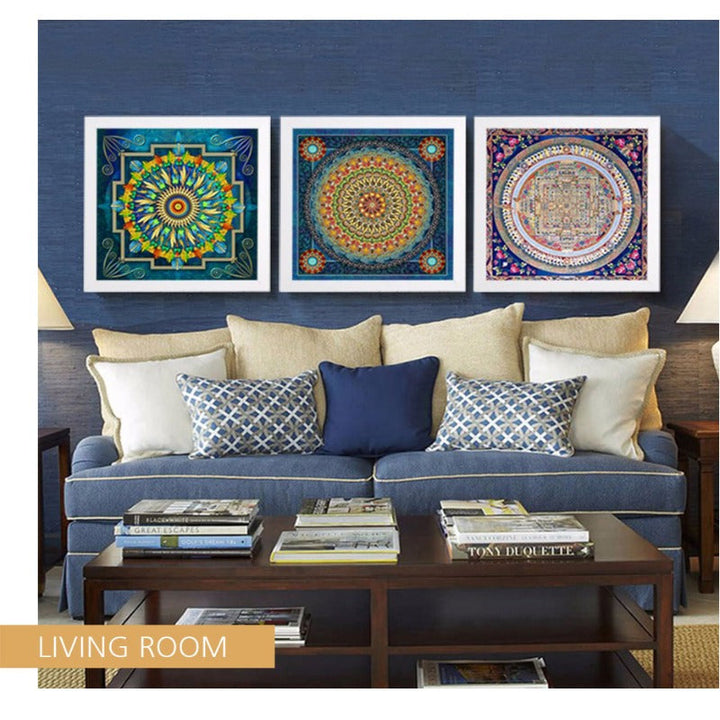 Mandala Ornament Thangka Yoga - Canvas Wandkunst Schilderij