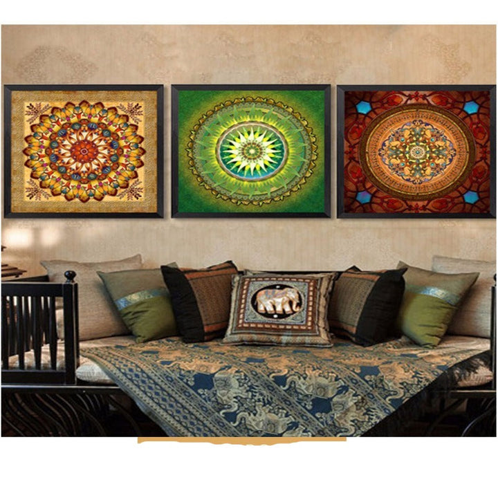 Mandala Ornament Thangka Yoga - Canvas Wandkunst Schilderij