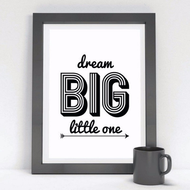 Minimalistische zwart-wit inspirerende letters - canvas wandkunst schilderij