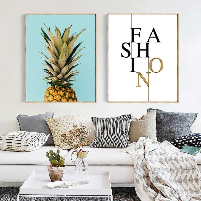 Letters Ananas Canvas Muur Kunst Schilderij