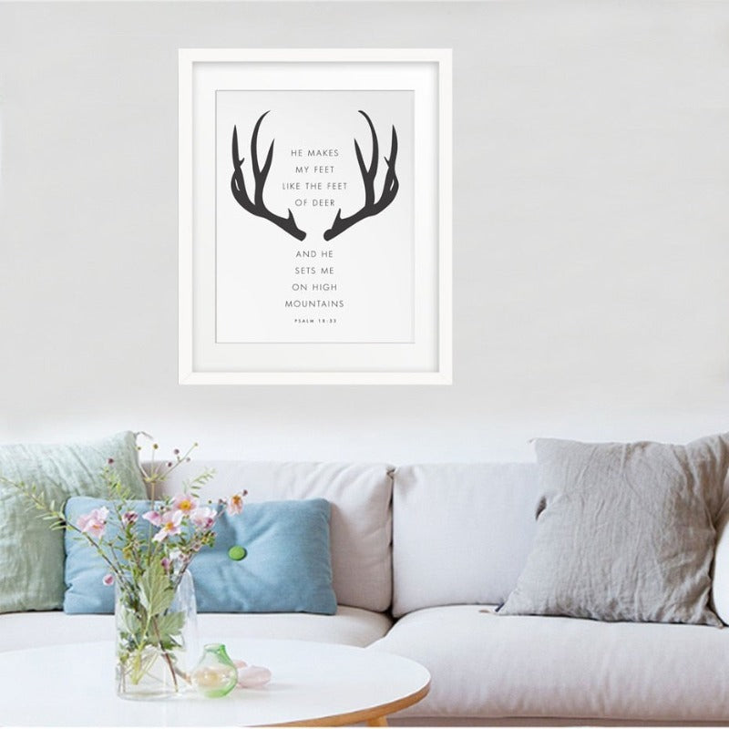 Minimalistische zwart-witte geweihten inspirerend - canvas wandkunst schilderij