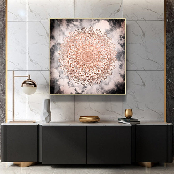 Mandala In Night - Canvas Muurkunst Schilderij