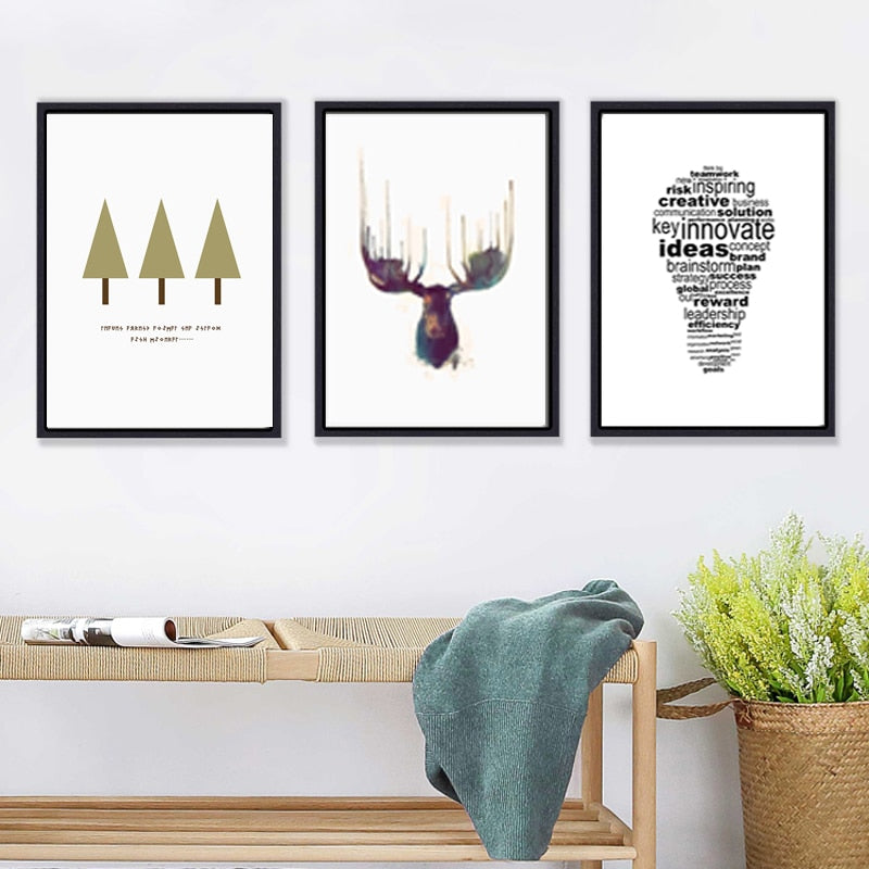 Deer Art Geometric - Canvas Muurkunst Schilderij