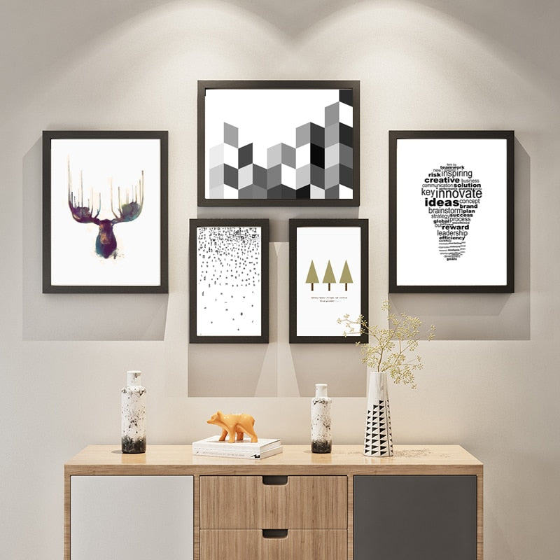 Deer Art Geometric - Canvas Muurkunst Schilderij