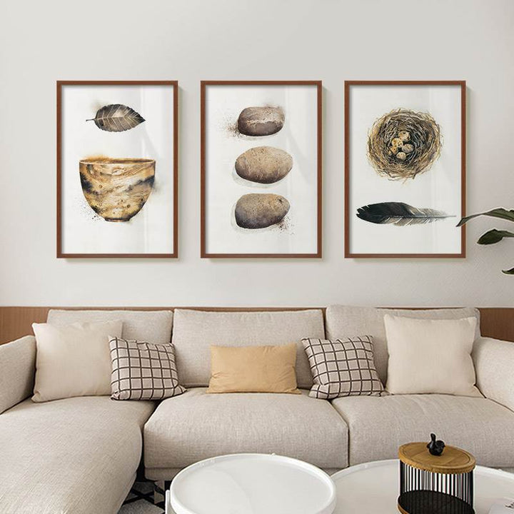 Vintage Abstract Beautiful Feather - Canvas Muurkunst Schilderij