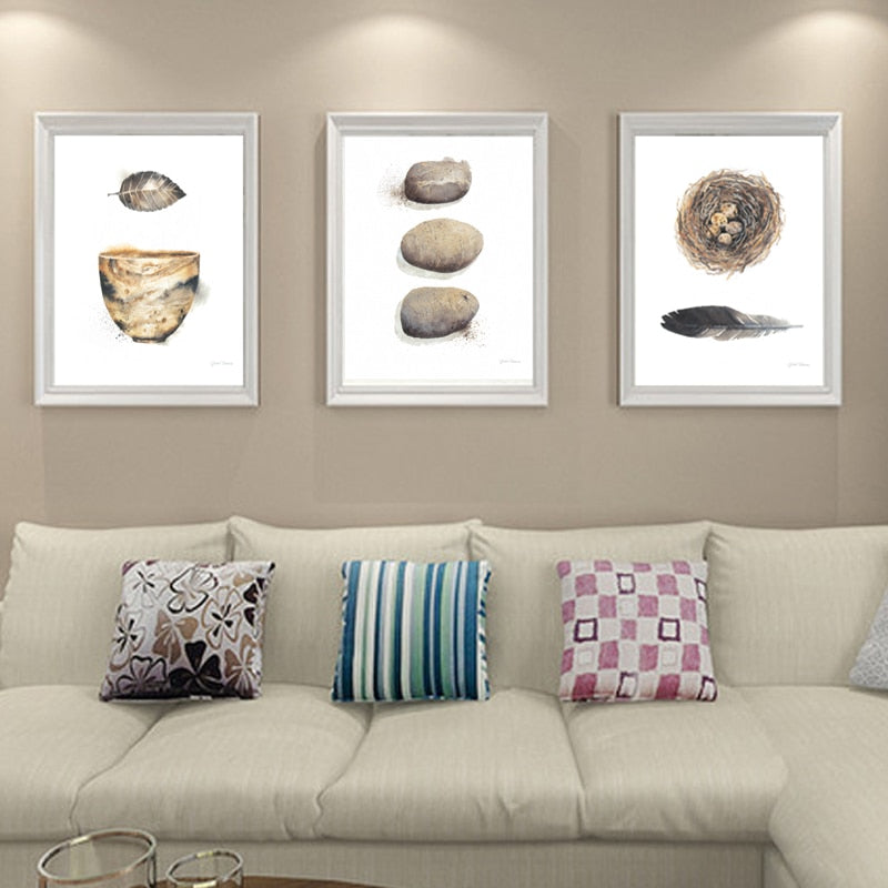 Vintage Abstract Beautiful Feather - Canvas Muurkunst Schilderij