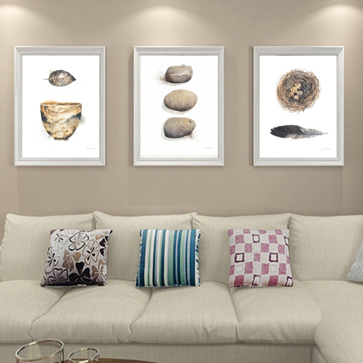 Vintage Abstract Beautiful Feather - Canvas Muurkunst Schilderij