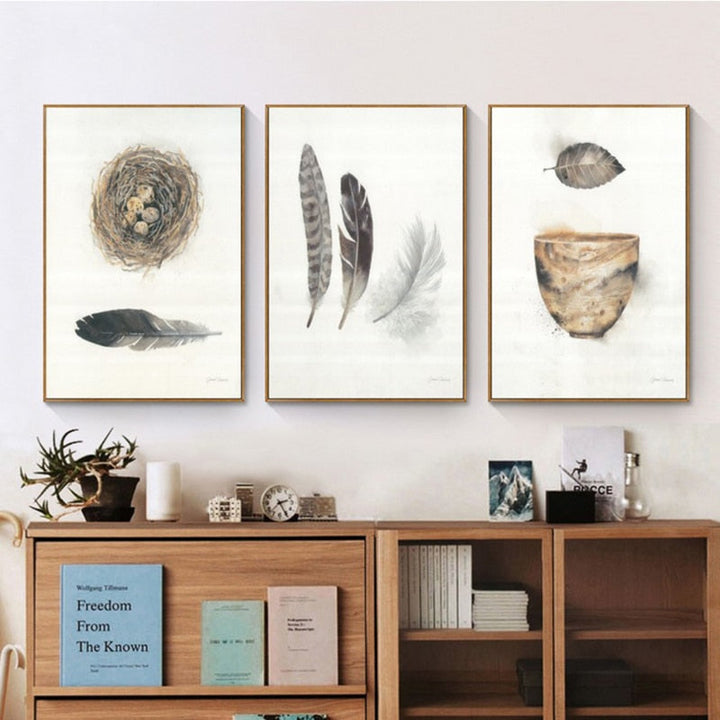 Vintage Abstract Beautiful Feather - Canvas Muurkunst Schilderij