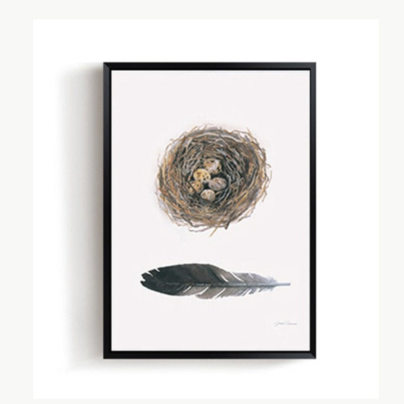 Vintage Abstract Beautiful Feather - Canvas Muurkunst Schilderij