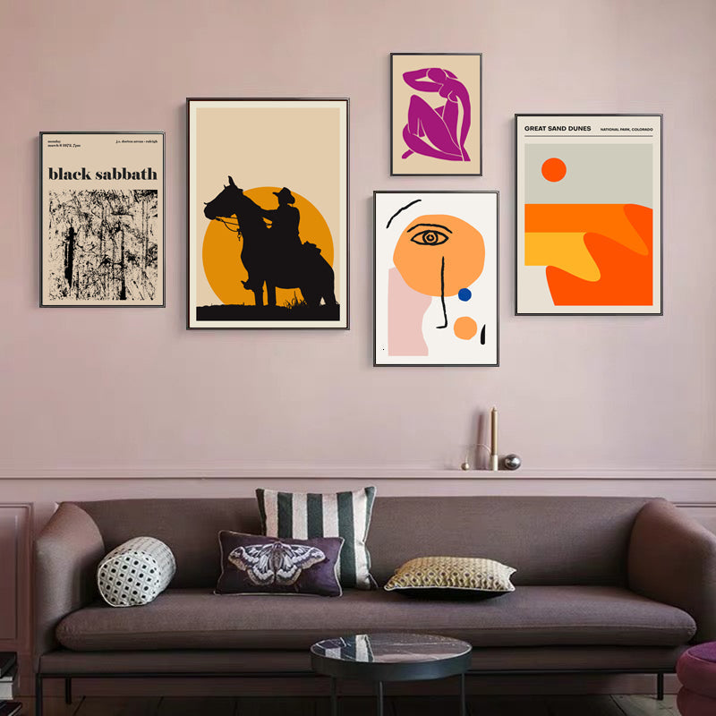 Vintage Abstract Canvas Schilderij Geometrische Wandkunst