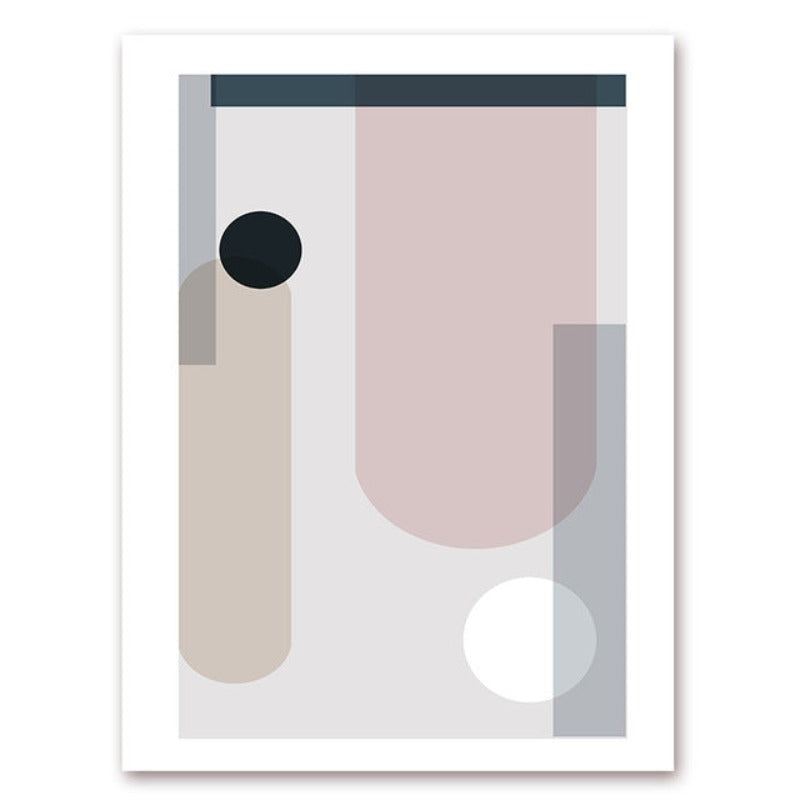 Minimalistische Abstracte Geometrische Roze Blauw - Canvas Muur Kunst Schilderij