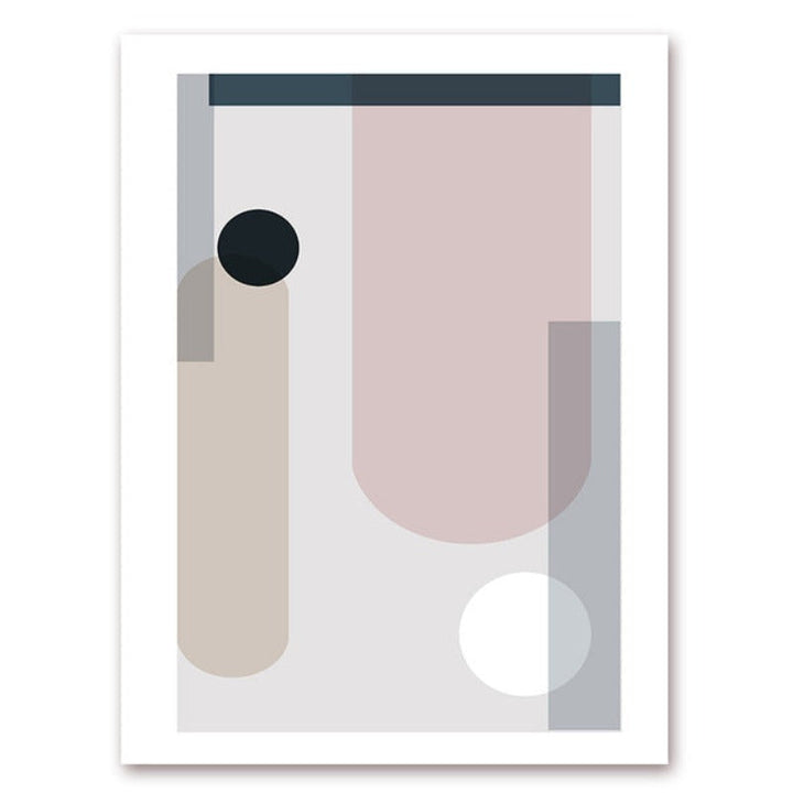 Minimalistische Abstracte Geometrische Roze Blauw - Canvas Muur Kunst Schilderij