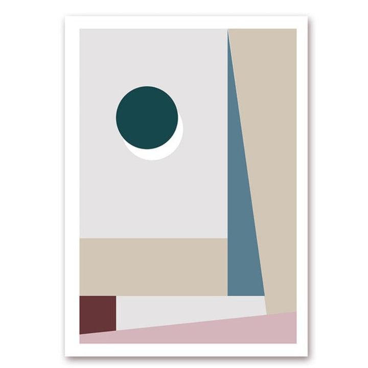 Minimalistische Abstracte Geometrische Roze Blauw - Canvas Muur Kunst Schilderij