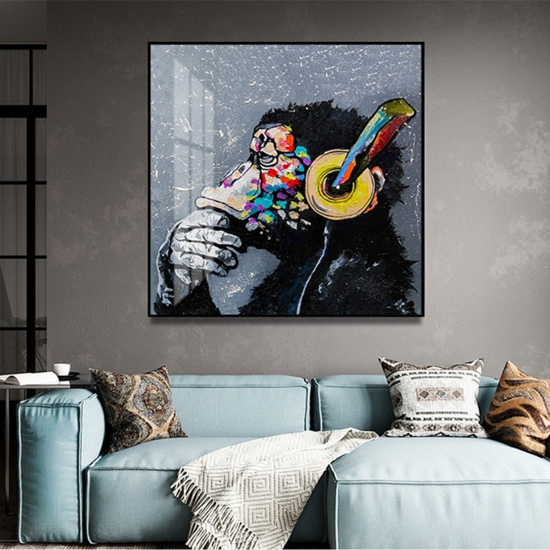 Thinking Monkey - Canvas Wandkunst Schilderij