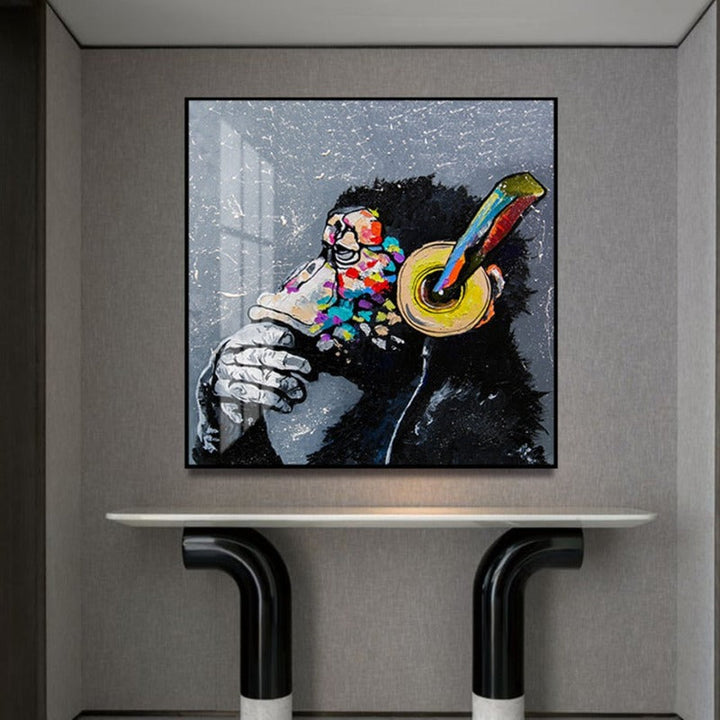 Thinking Monkey - Canvas Wandkunst Schilderij