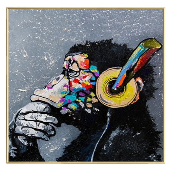 Thinking Monkey - Canvas Wandkunst Schilderij