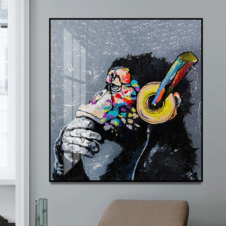 Thinking Monkey - Canvas Wandkunst Schilderij