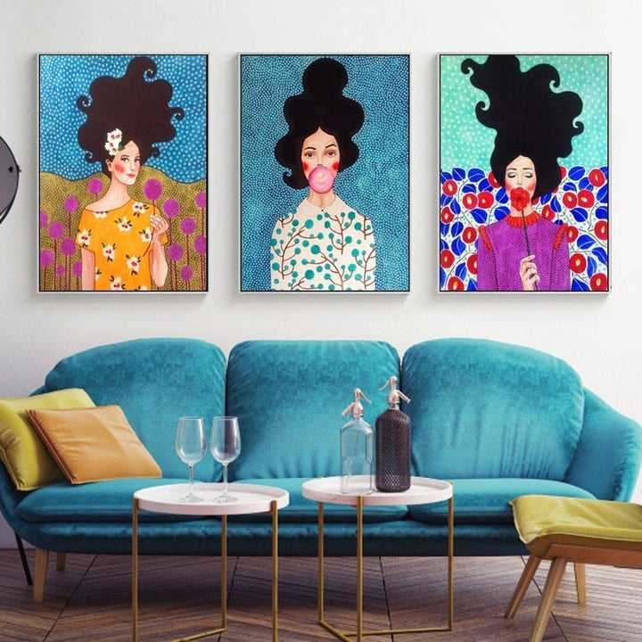 Fashion Flower Girl - Canvas Muurkunst Schilderij