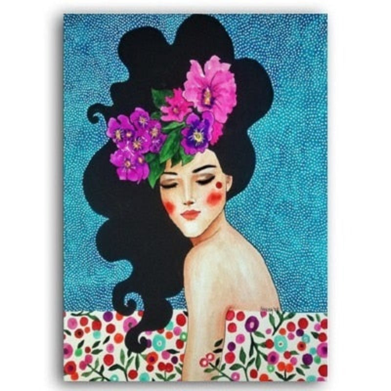 Fashion Flower Girl - Canvas Muurkunst Schilderij