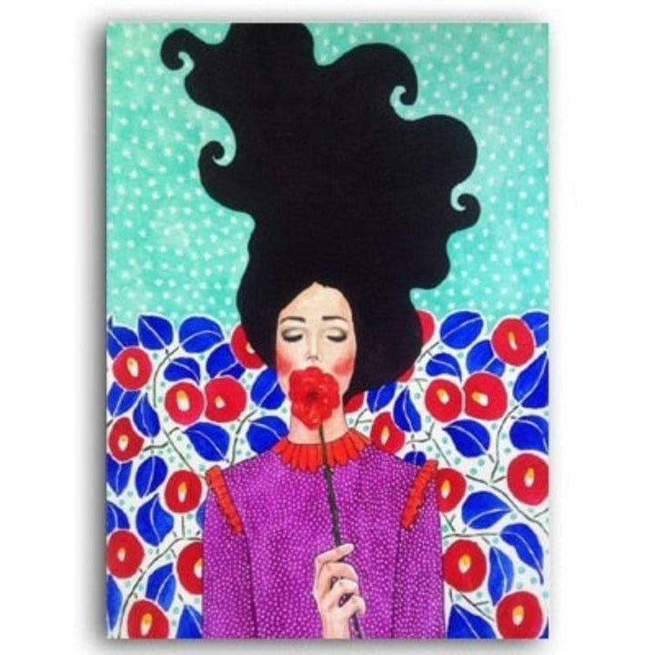 Fashion Flower Girl - Canvas Muurkunst Schilderij