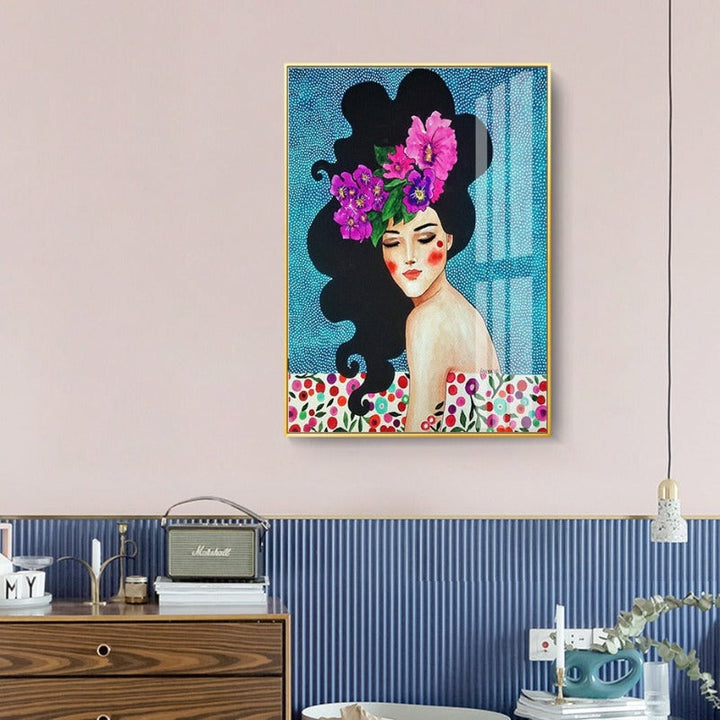 Fashion Flower Girl - Canvas Muurkunst Schilderij