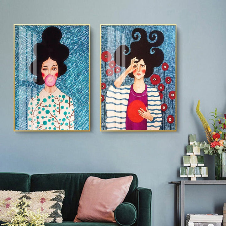 Fashion Flower Girl - Canvas Muurkunst Schilderij