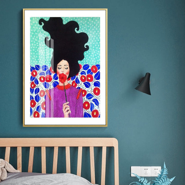 Fashion Flower Girl - Canvas Muurkunst Schilderij