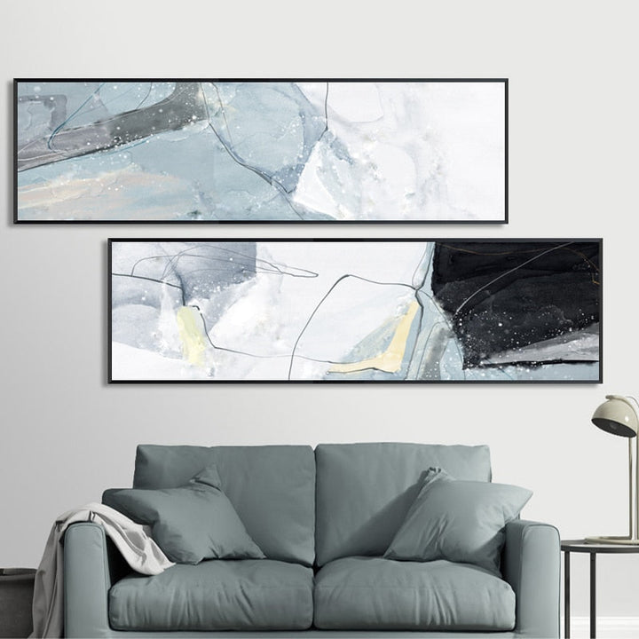 Lange Blau Marmer Achtergrond Slaapkamer - Canvas Muurkunst Schilderij