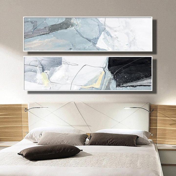 Lange Blau Marmer Achtergrond Slaapkamer - Canvas Muurkunst Schilderij