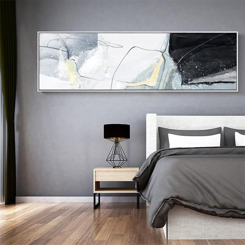 Lange Blau Marmer Achtergrond Slaapkamer - Canvas Muurkunst Schilderij