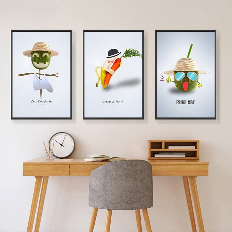 Dancing Cool Fruits - Canvas Muurkunst Schilderij