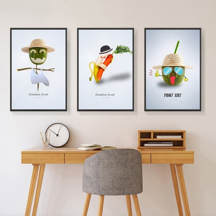 Dancing Cool Fruits - Canvas Muurkunst Schilderij