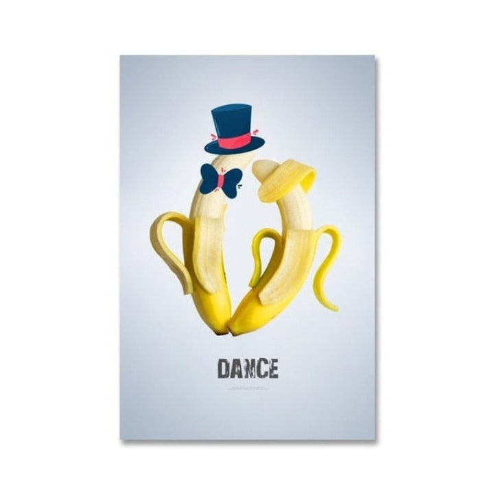 Dancing Cool Fruits - Canvas Muurkunst Schilderij