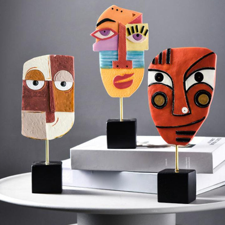 Abstract Pop-Art Gezicht Thuis Beeldhouwwerk