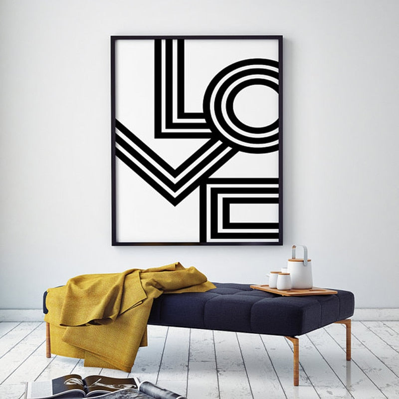 Love Wandkunst Minimalistisch - Canvas Wandkunst Schilderij