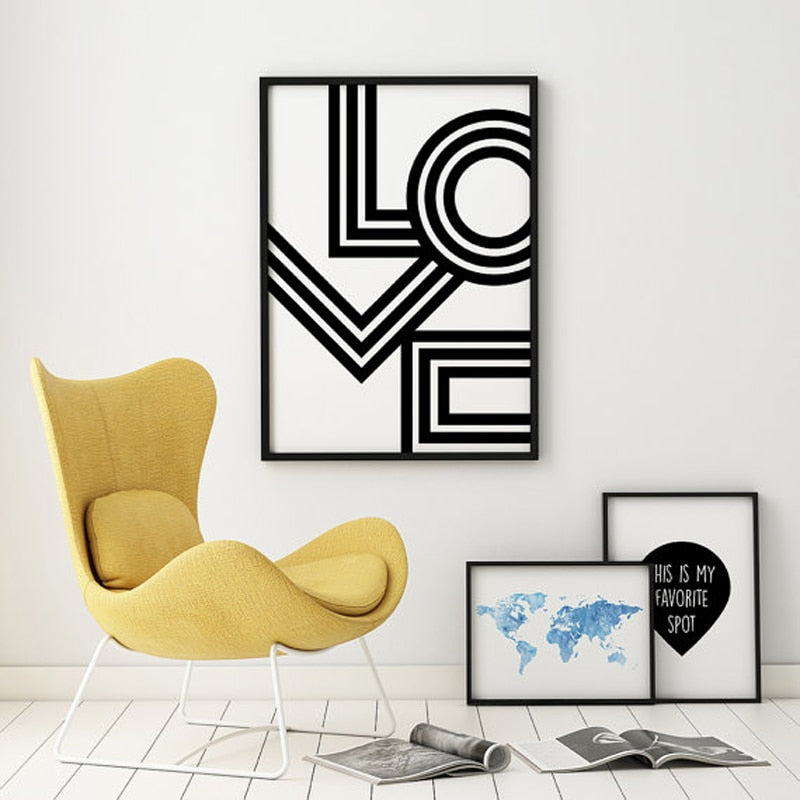 Love Wandkunst Minimalistisch - Canvas Wandkunst Schilderij