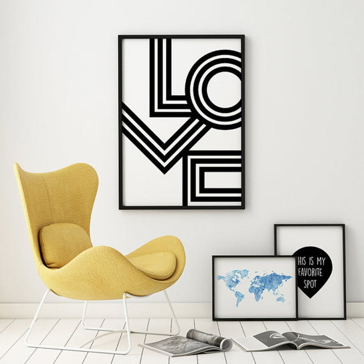 Love Wandkunst Minimalistisch - Canvas Wandkunst Schilderij