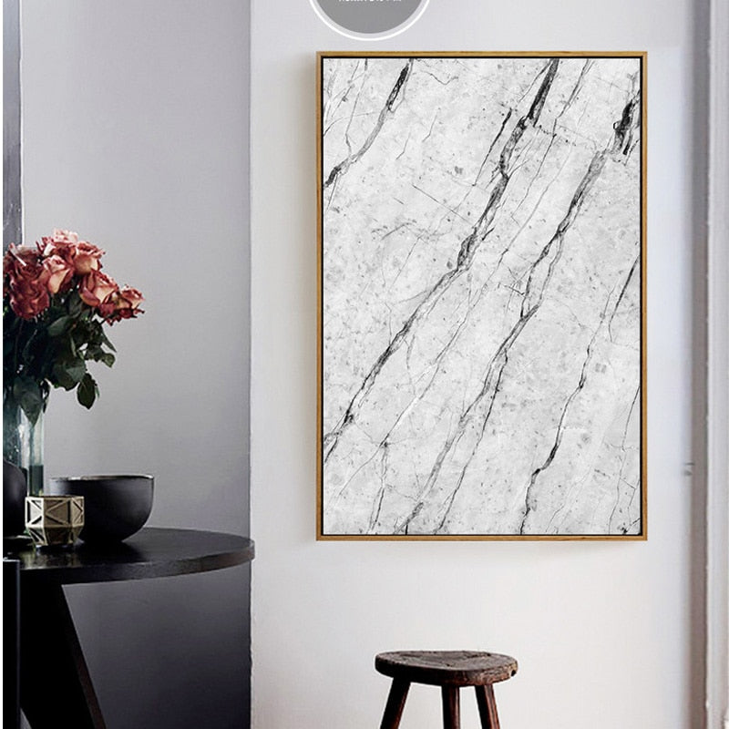 Grijs Marmer - Canvas Muurkunst Schilderij