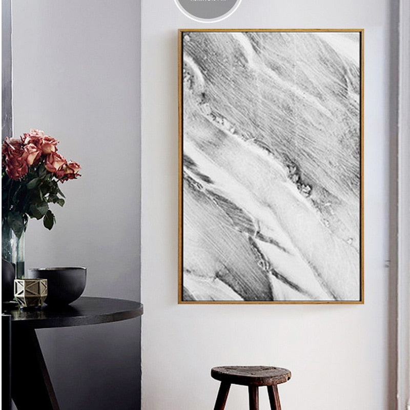 Grijs Marmer - Canvas Muurkunst Schilderij