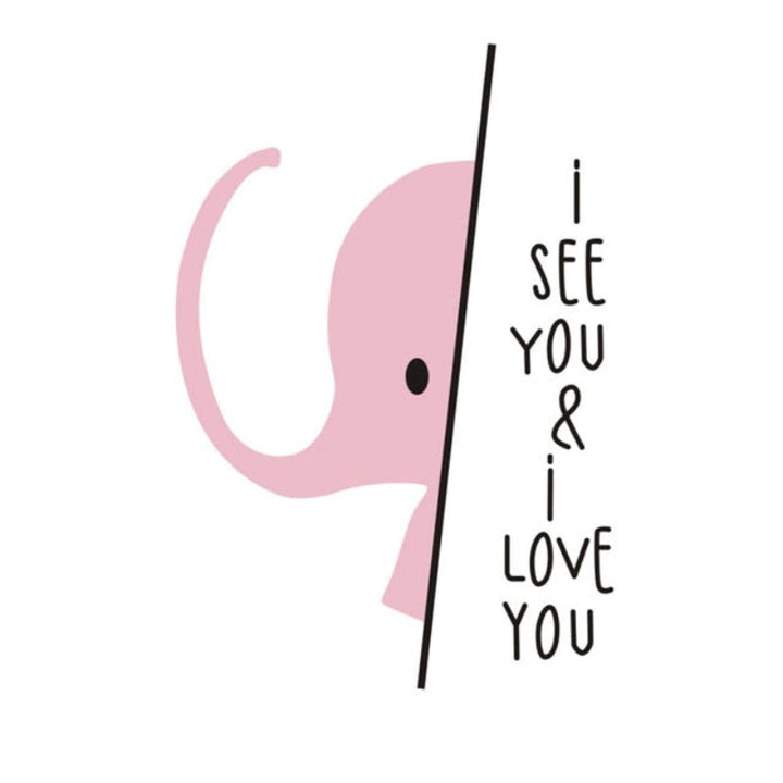 Ik zie je Ik hou van je Schattige spreuk Olifant