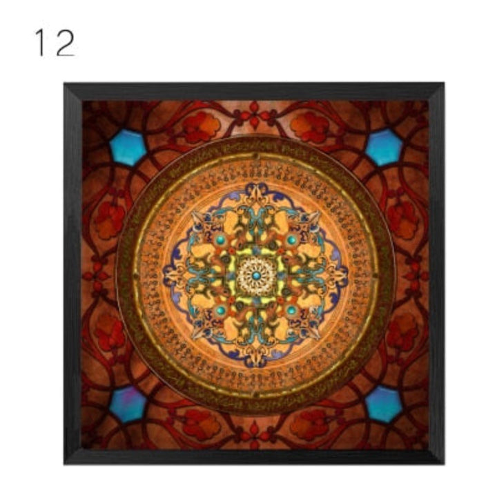 Mandala Ornament Thangka Yoga - Canvas Wandkunst Schilderij
