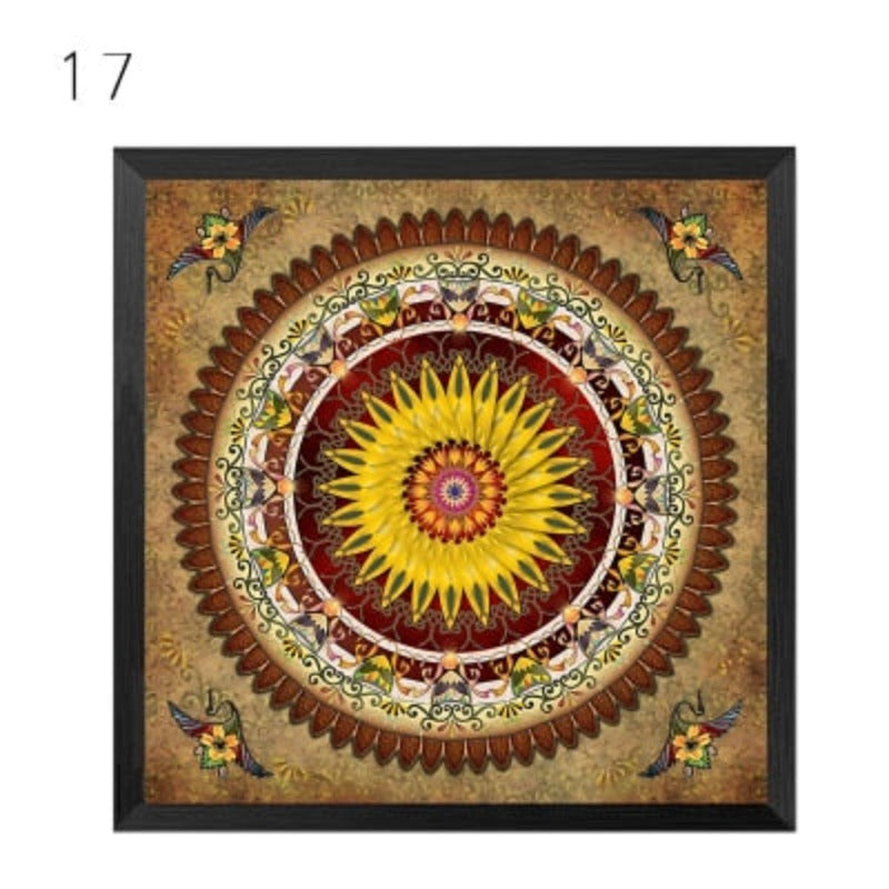 Mandala Ornament Thangka Yoga - Canvas Wandkunst Schilderij